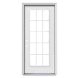 Therma-Tru Benchmark Doors 36-in x 80-in Steel Full Lite Right-Hand Inswing Ready-to-Paint Unfinished Prehung Single Front Door with Brickmould and Built-In Blinds