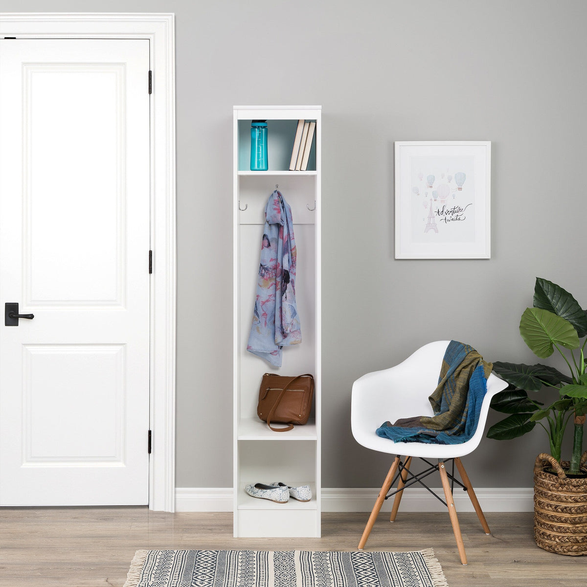 Prepac Entryway Modern 14.75-in White Composite Hall Tree