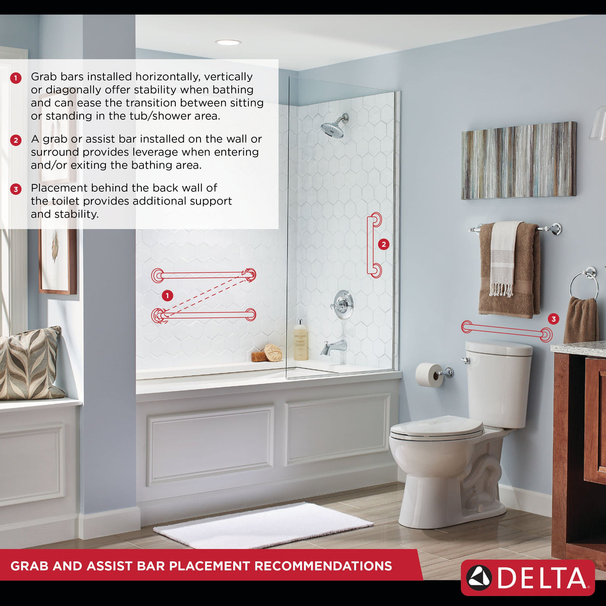 Delta Traditional 12-in Brilliance Stainless Steel Wall Mount ADA-Compliant Grab Bar