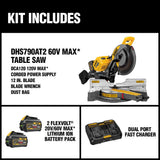 FLEXVOLT 120-Volt MAX Lithium-Ion Cordless Brushless 12 in. Sliding Miter Saw w/ AC Adapter, (2) Batteries 2Ah & Charger - Super Arbor