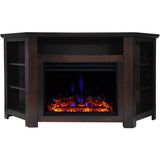 Stratford 59 in. Electric Fireplace Heater TV Stand in Mahogany Corner Enhanced Display, and Remote - Super Arbor