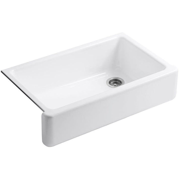 Whitehaven Farmhouse Undermount Self-Trimming Apron Front Cast Iron 36 in. Single Bowl Kitchen Sink in White - Super Arbor