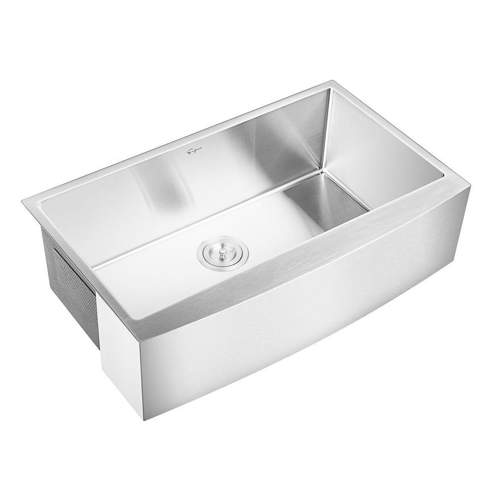 36 in. x 22 in. Stainless Steel Laundry/Utility Sink Handmade Apron Front Single Bowl with Basket Strainer - Super Arbor