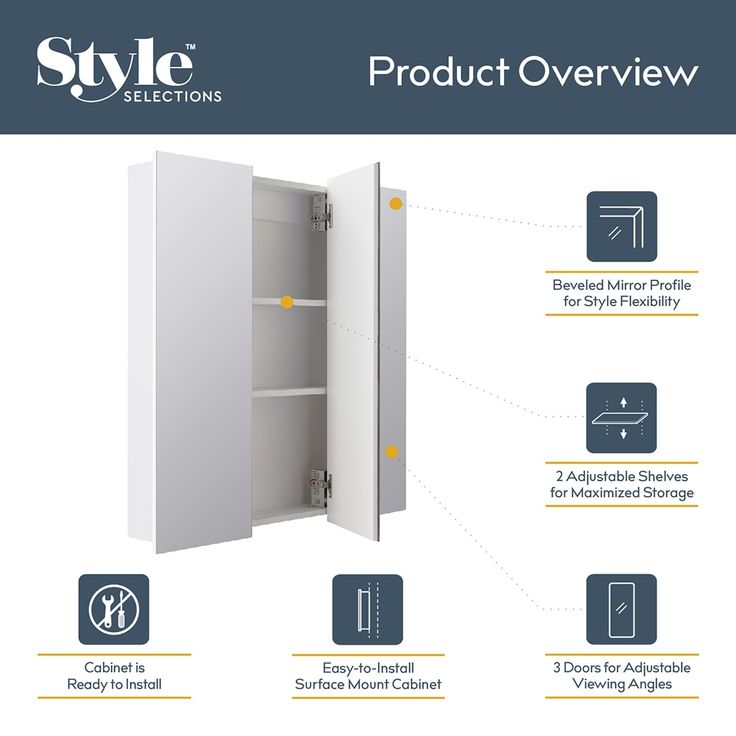 Style Selections 30.25-in x 29.75-in Square Surface Mirrored Medicine Cabinet