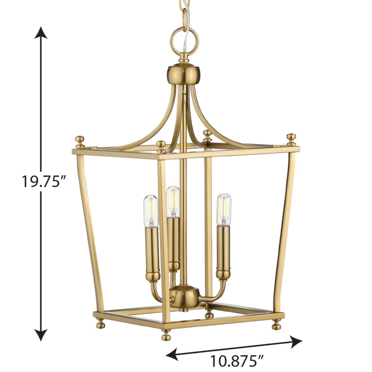 Progress Lighting Parkhurst 3-Light Brushed Bronze Traditional Lantern Medium Hanging Pendant Light