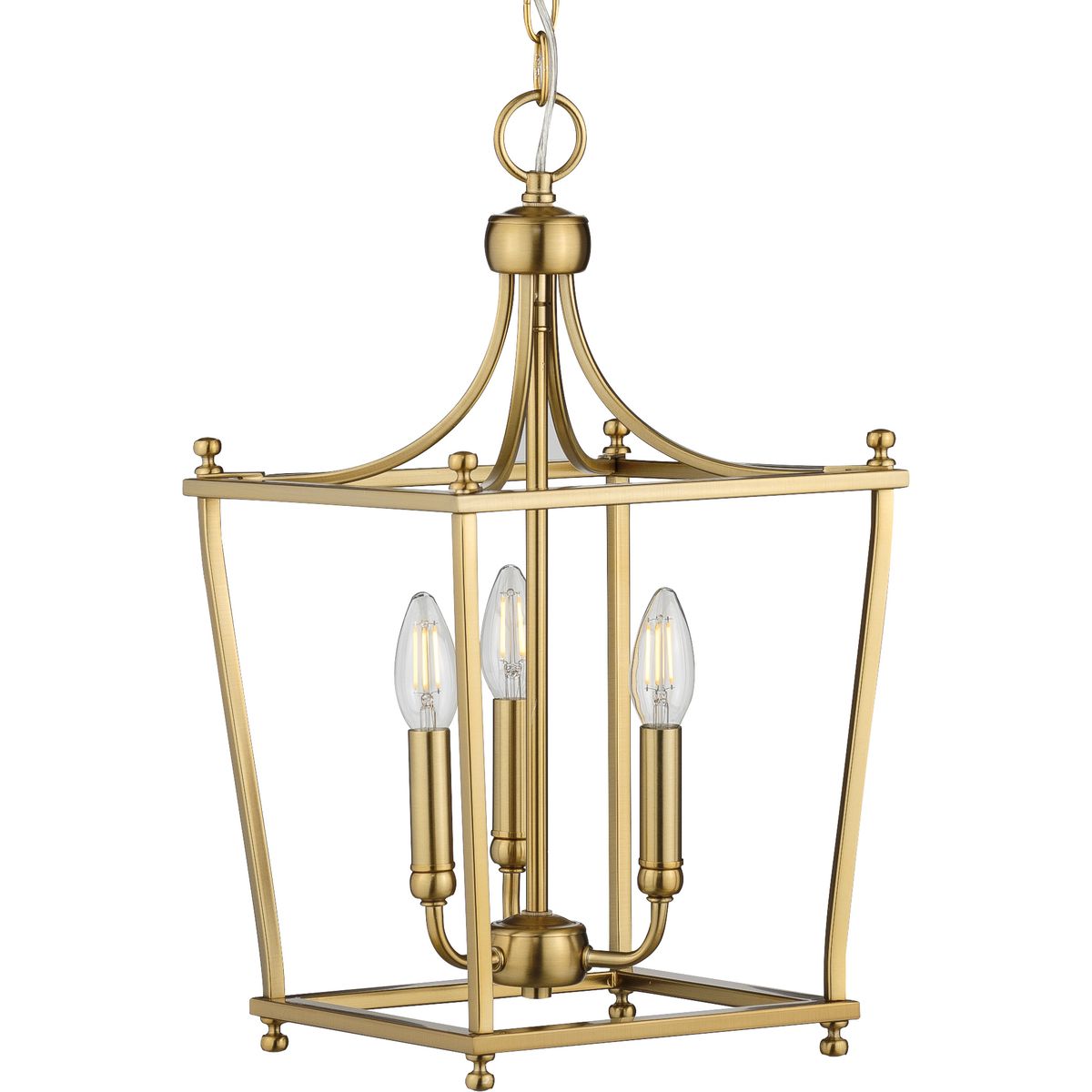 Progress Lighting Parkhurst 3-Light Brushed Bronze Traditional Lantern Medium Hanging Pendant Light