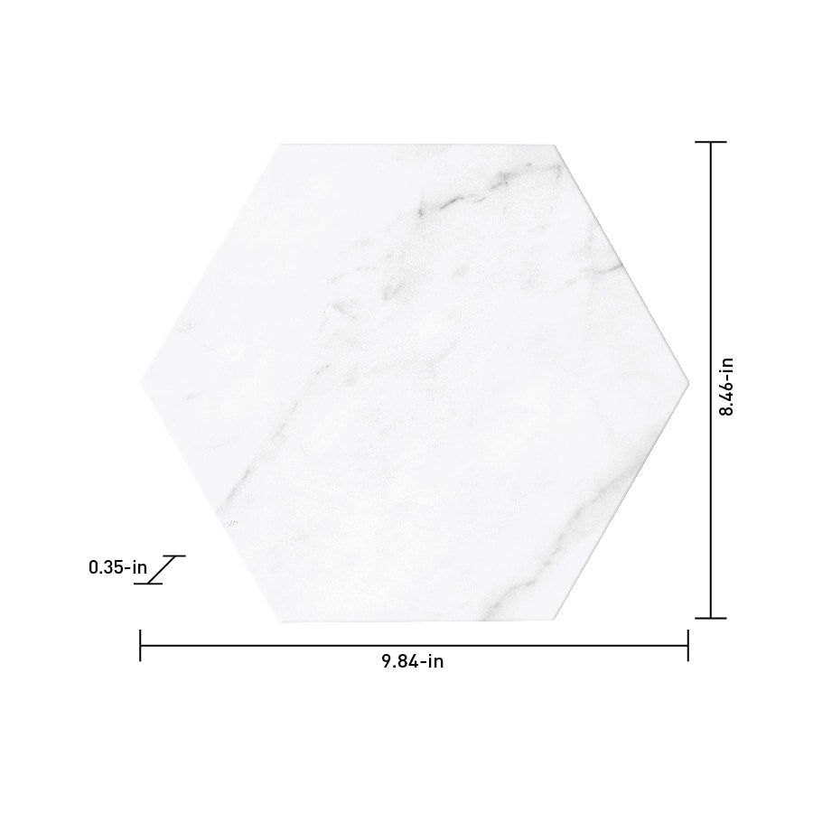 Satori Regent Carrara Nevoso 8-in x 10-in Matte Porcelain Hexagon Floor and Wall Tile (0.44-sq. ft/ Piece)
