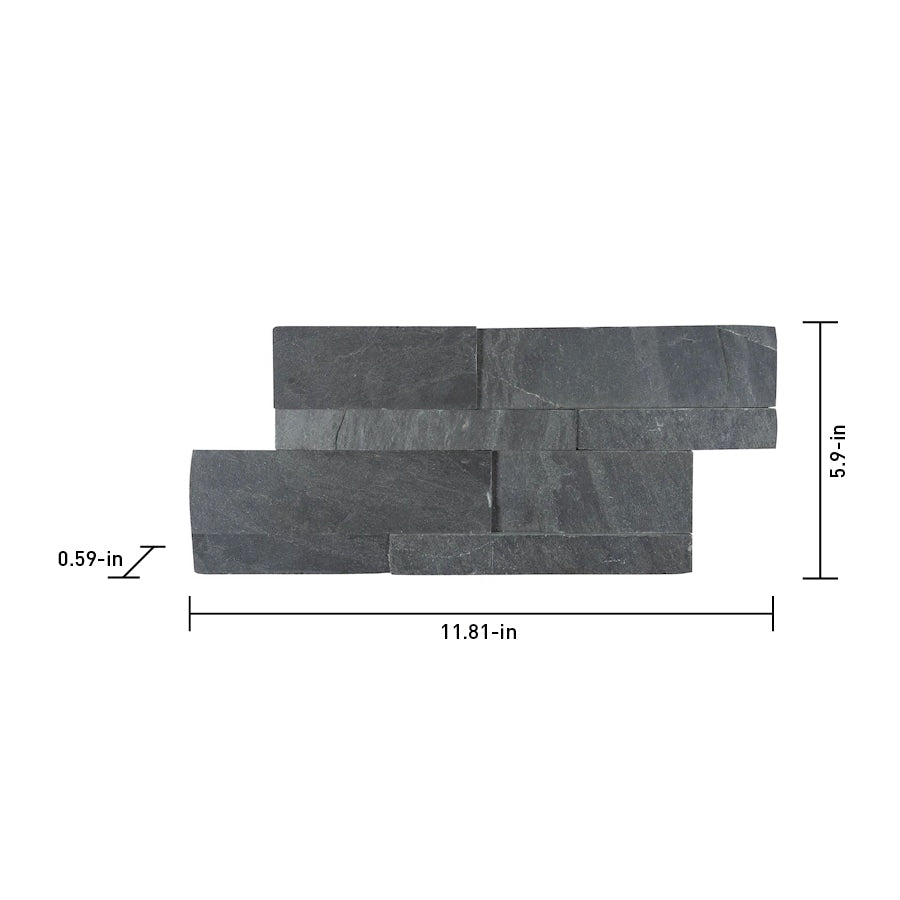 Satori Charcoal Ledgestone 6-in x 12-in Natural Stone Look Wall Tile (0.48-sq. ft/ Piece)