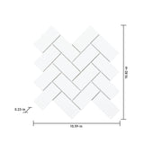 Satori Hudson 11-in x 11-in Glossy Porcelain Herringbone Subway Wall Tile, White (1-sq ft Piece)