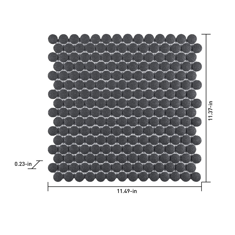 Satori Hudson Carbon Matte 12-in x 12-in Unglazed Porcelain Penny Round Floor and Wall Tile (0.9-sq ft per Piece)