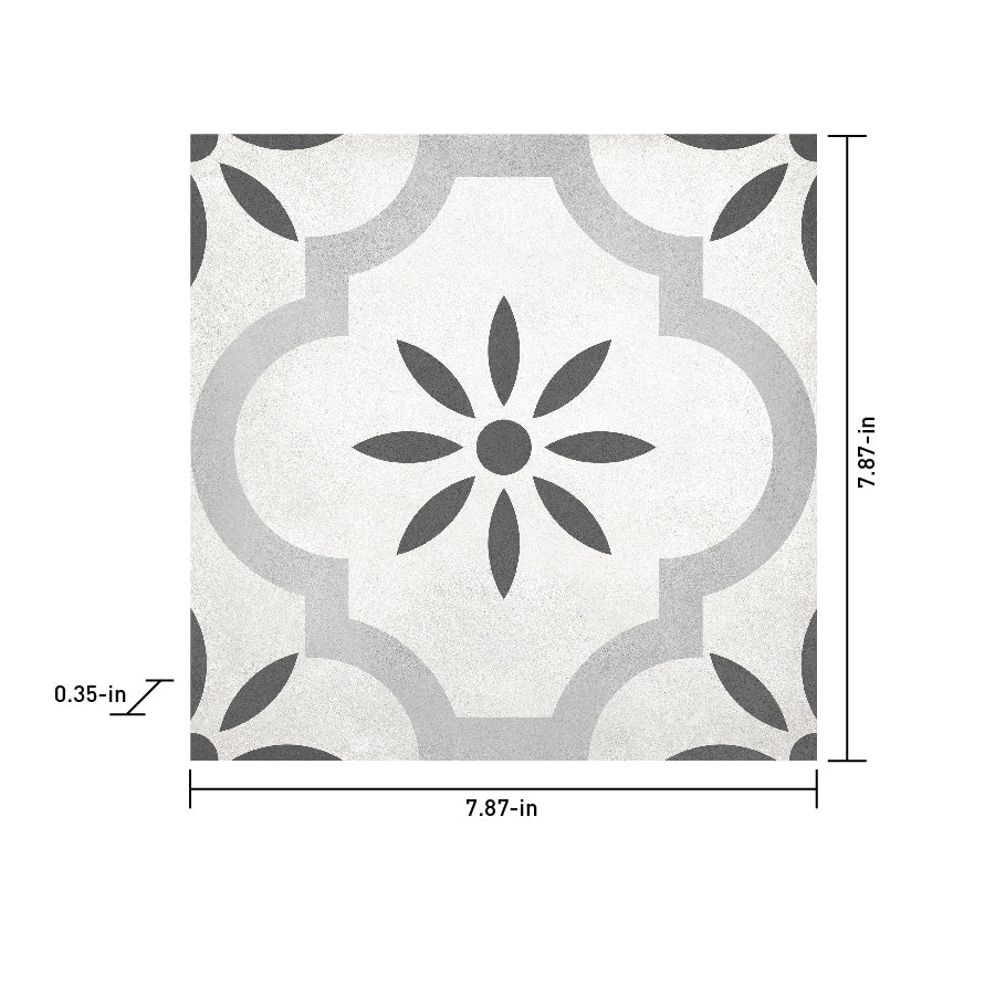 Satori Nouveau Arabesque Flora 8-in x 8-in Matte Porcelain Floor and Wall Tile (0.43-sq. ft/ Piece)