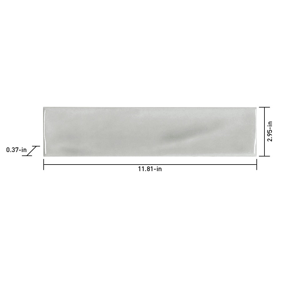 Satori Slate Gray 3-in x 12-in Glossy Ceramic Subway Wall Tile (0.24-sq. ft/ Piece)