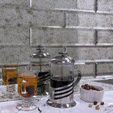 Apollo Tile (Sample) Silver 3-in x 12-in Glossy Glass Brick Subway Wall Tile