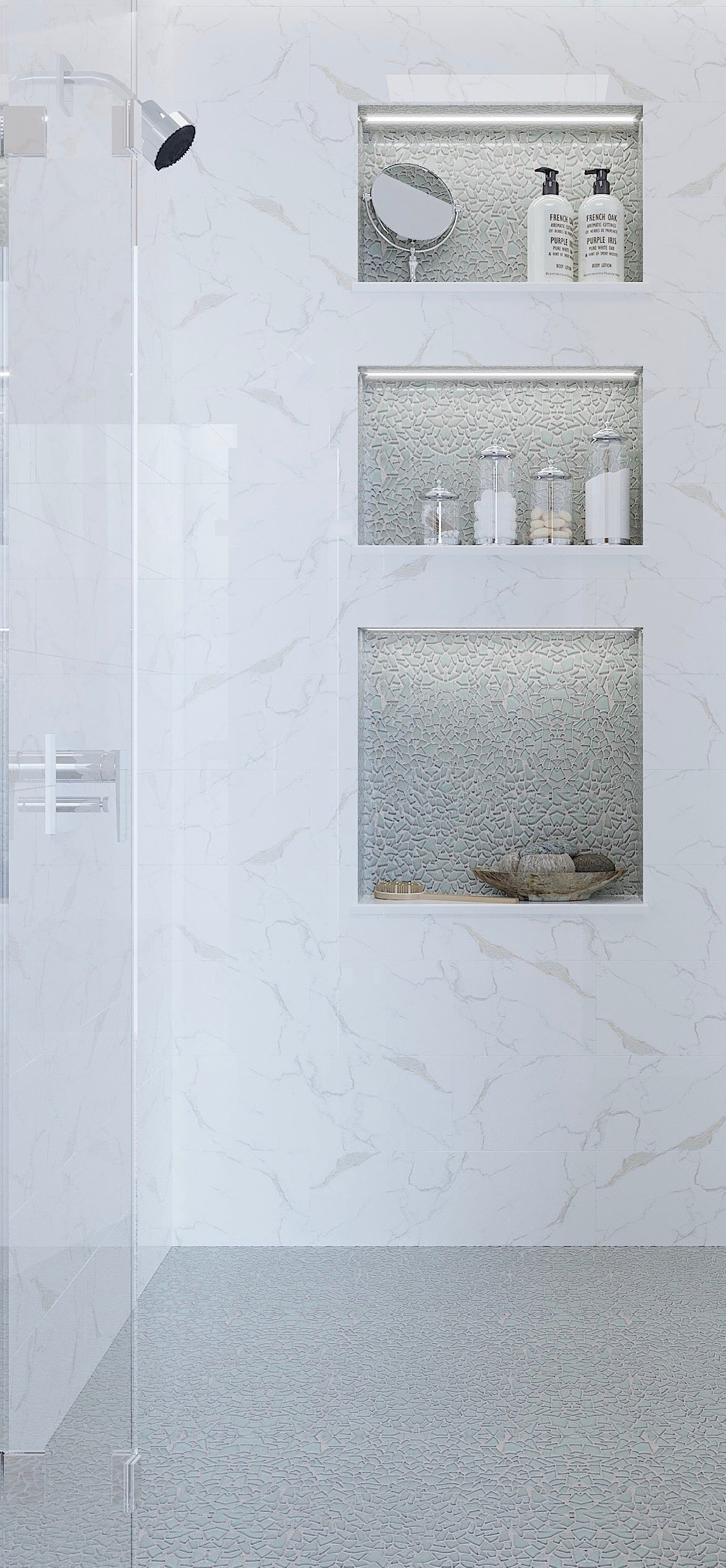 Apollo Tile (Sample) White 4-in x 4-in Glossy Glass Diamond Stone Look Floor and Wall Tile