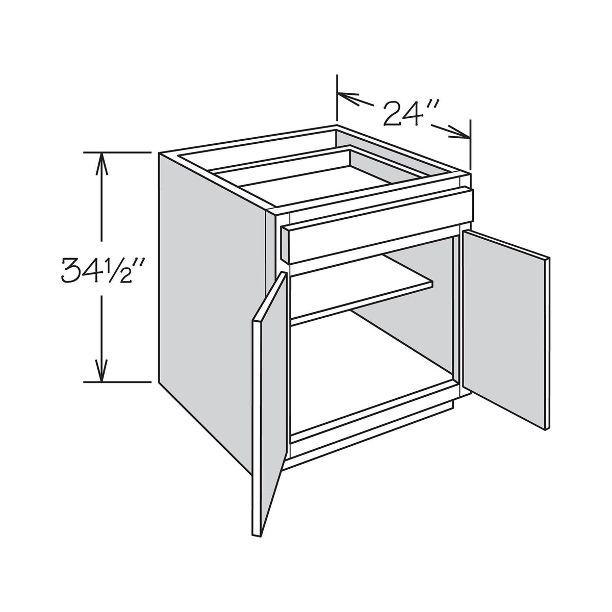 allen + roth Aveley 24-in W x 34.5-in H x 24-in D Linen Sink Base Fully Assembled Cabinet (Flat Panel Shaker Style)