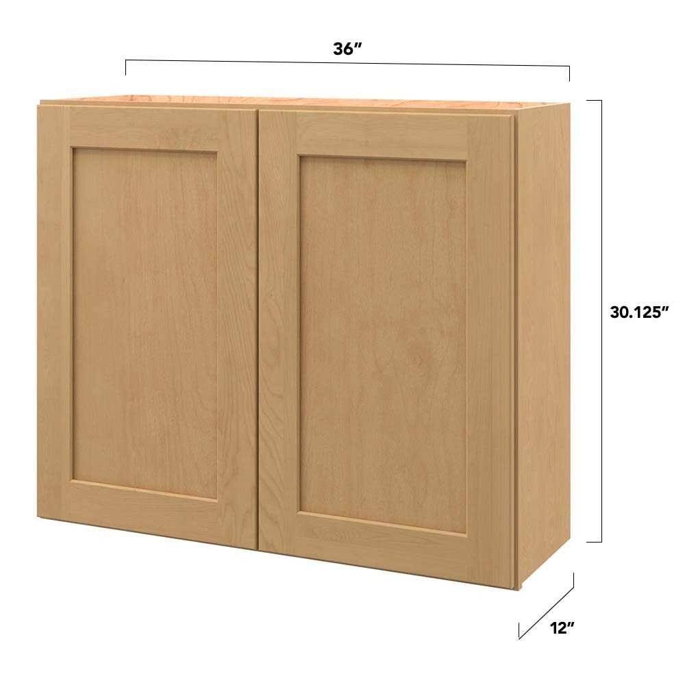 allen + roth Innsbrook 36-in W x 30.125-in H x 12-in D Rye Wall Fully Assembled Cabinet (Flat Panel Shaker Door Style)
