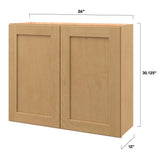 allen + roth Innsbrook 36-in W x 30.125-in H x 12-in D Rye Wall Fully Assembled Cabinet (Flat Panel Shaker Door Style)
