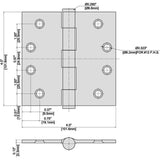 4 in. Satin Chrome Commercial Grade Door Hinge