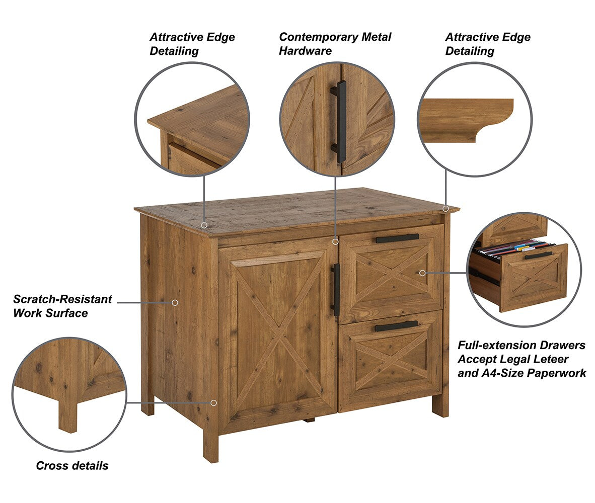Saint Birch Houstin Rustic Brown 2-Drawer 39.09-in File Cabinet