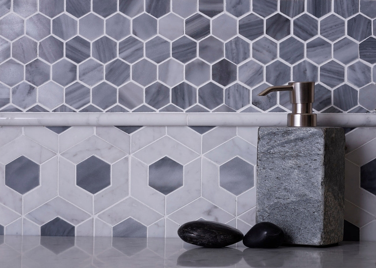 Apollo Tile (Sample) White 4-in x 4-in Polished Marble Honeycomb Floor and Wall Tile