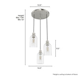 Hunter Lochemeade 3-Light Brushed Nickel Modern/Contemporary Seeded Glass Tiered LED Small Hanging