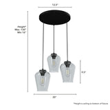 Hunter Vidria 3-Light Matte Black Modern/Contemporary Tinted Glass Tiered LED Small Hanging