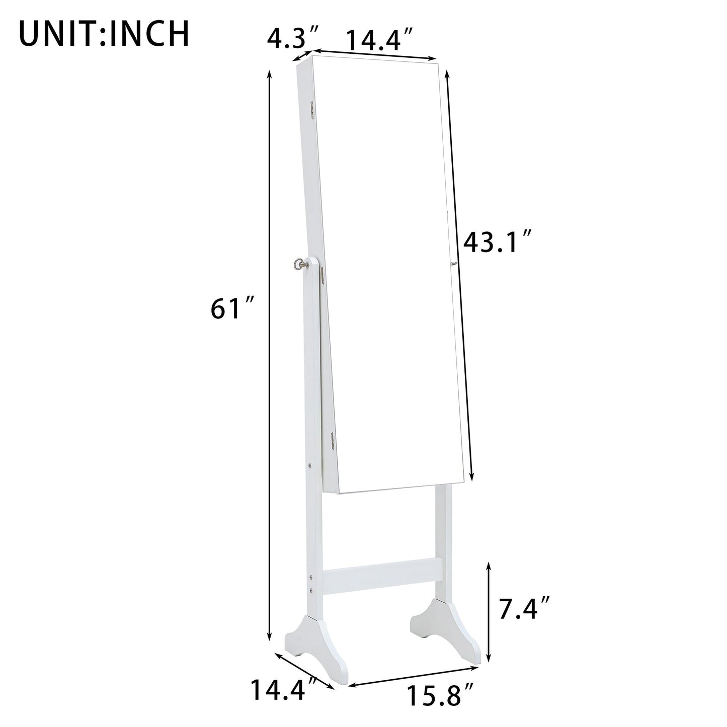 GZMR Jewelry Storage Mirror Cabinet White Jewelry Armoire