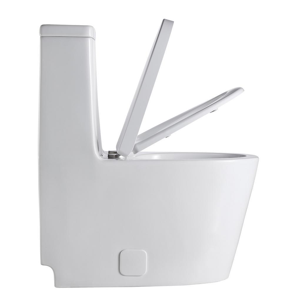 Double flush toilet 1-piece 1.28 GPF white flush toilet, Elongated toilet with seat - Super Arbor