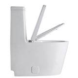 Double flush toilet 1-piece 1.28 GPF white flush toilet, Elongated toilet with seat - Super Arbor
