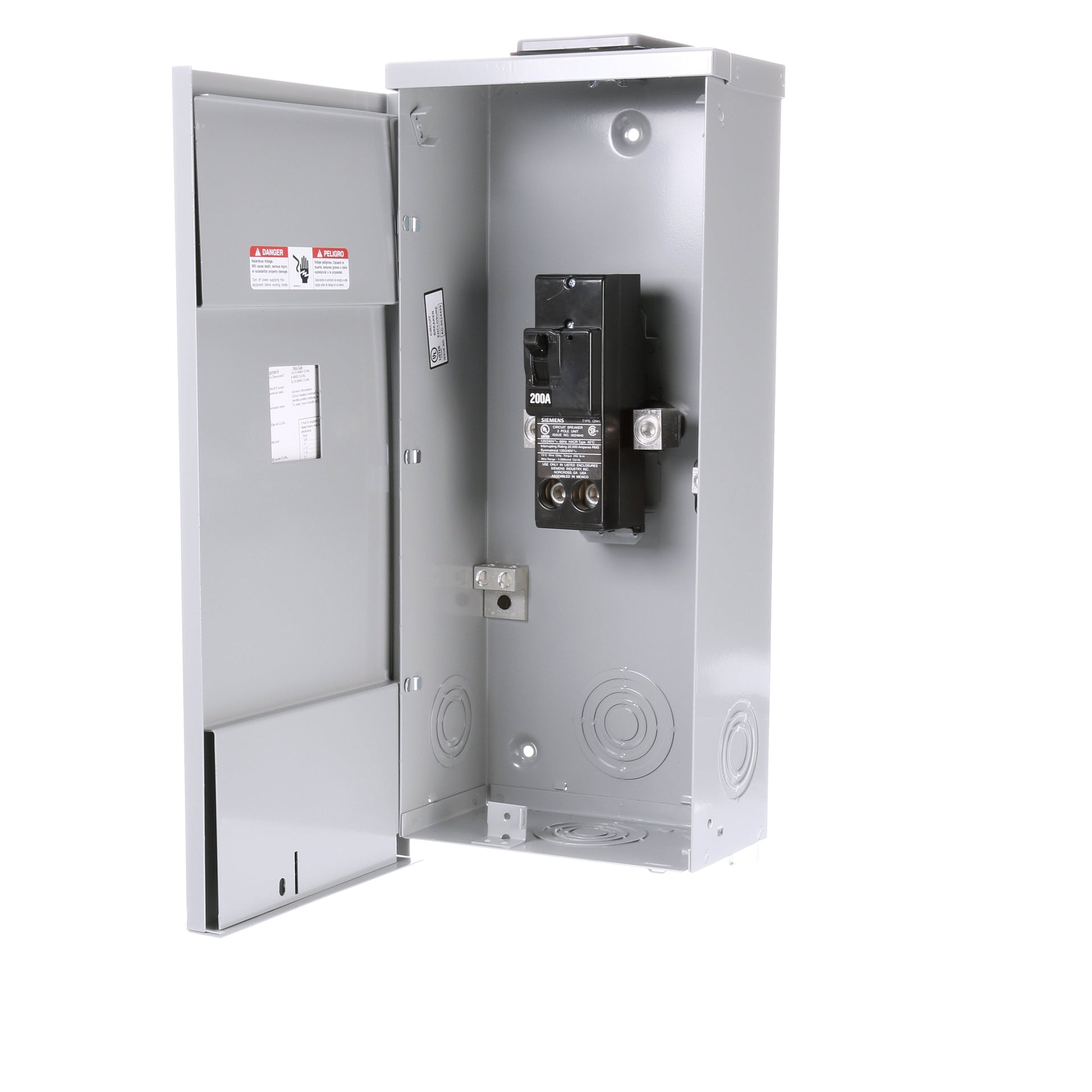 Siemens EQ 200-Amp 2-space load center - interior view
