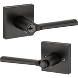 Lisbon Iron Black Square Exterior Entry Door Lever featuring SmartKey Security - Super Arbor