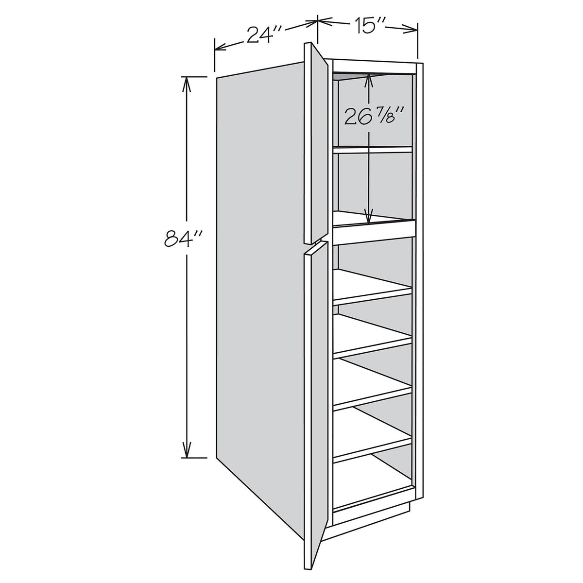 allen + roth Aveley 15-in W x 84-in H x 24-in D Linen Pantry Fully Assembled Cabinet (Flat Panel Shaker Door Style)