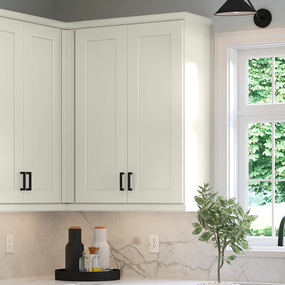allen + roth Aveley 30-in W x 24.5-in H x 12-in D Linen Wall Fully Assembled Cabinet (Flat Panel Shaker Door Style)