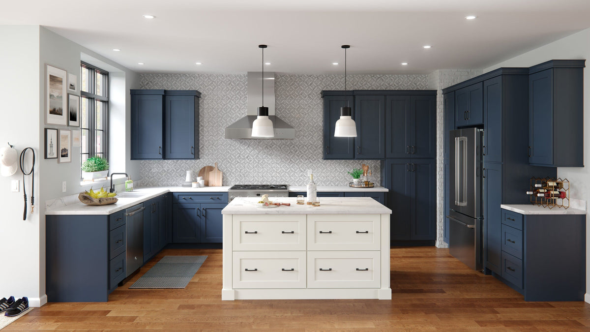 allen + roth Port 36-in W x 34.5-in H x 24-in D Navy 3-Drawer Base Fully Assembled Cabinet (Flat Panel Style)