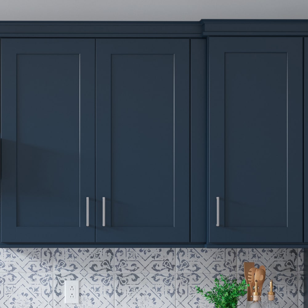 allen + roth Port 27-in W x 30.125-in H x 12-in D Navy Wall Fully Assembled Cabinet (Flat Panel Shaker Door Style)