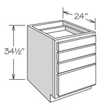 allen + roth Innsbrook 18-in W x 34.5-in H x 24-in D Rye 4-Drawer Base Fully Assembled Cabinet (Flat Panel Style)