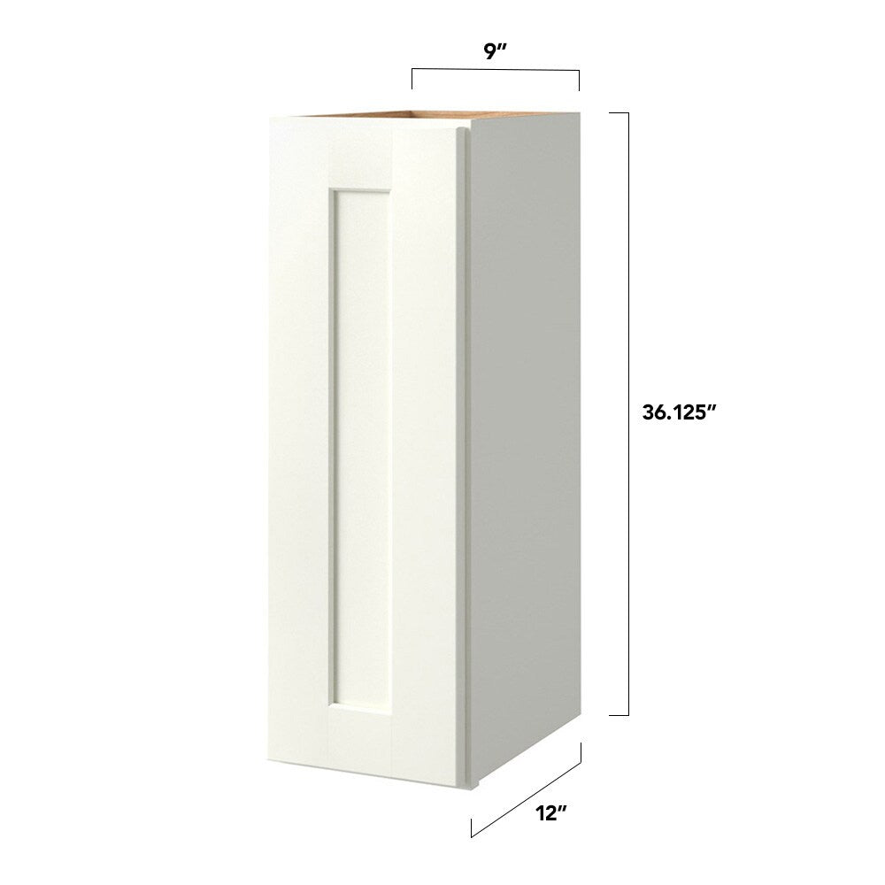 allen + roth Aveley 9-in W x 36.125-in H x 12-in D Linen Wall Fully Assembled Cabinet (Flat Panel Shaker Door Style)