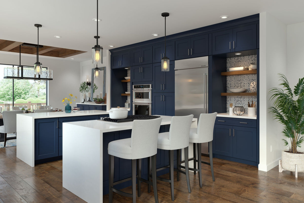allen + roth Port 36-in W x 34.5-in H x 24-in D Navy 3-Drawer Base Fully Assembled Cabinet (Flat Panel Style)