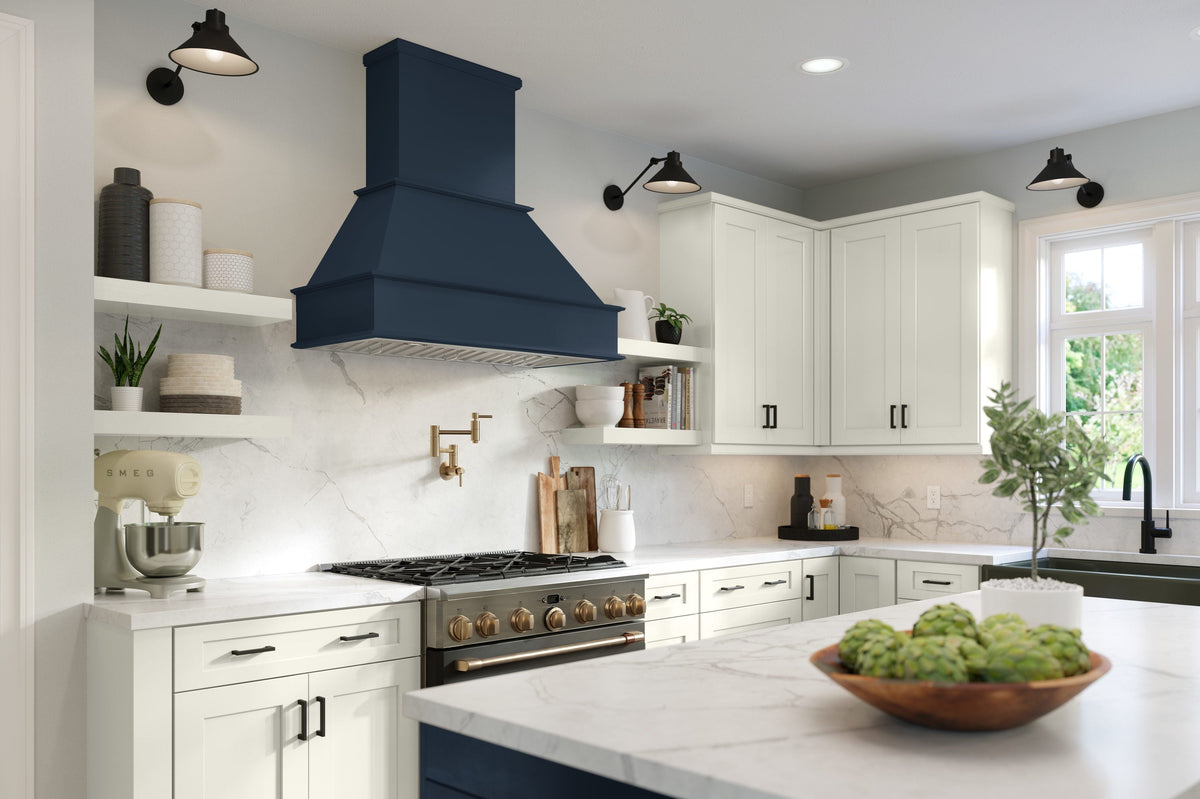 allen + roth Port 33-in W x 34.5-in H x 24-in D Navy Diagonal Corner Base Fully Assembled Cabinet (Flat Panel Shaker Style)