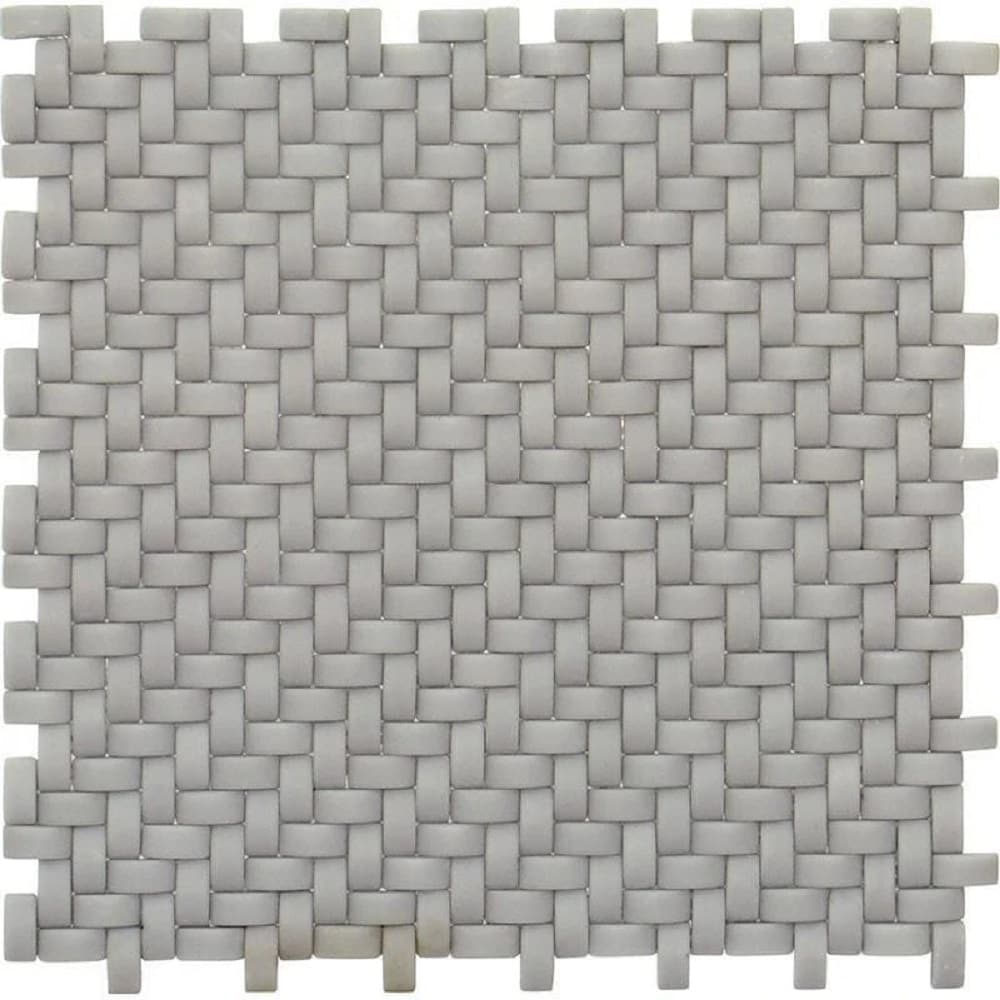 Apollo Tile Alabaster Gray 12-in x 12-in Matte Recycled glass Patterned Basketweave Mosaic Wall Tile product image