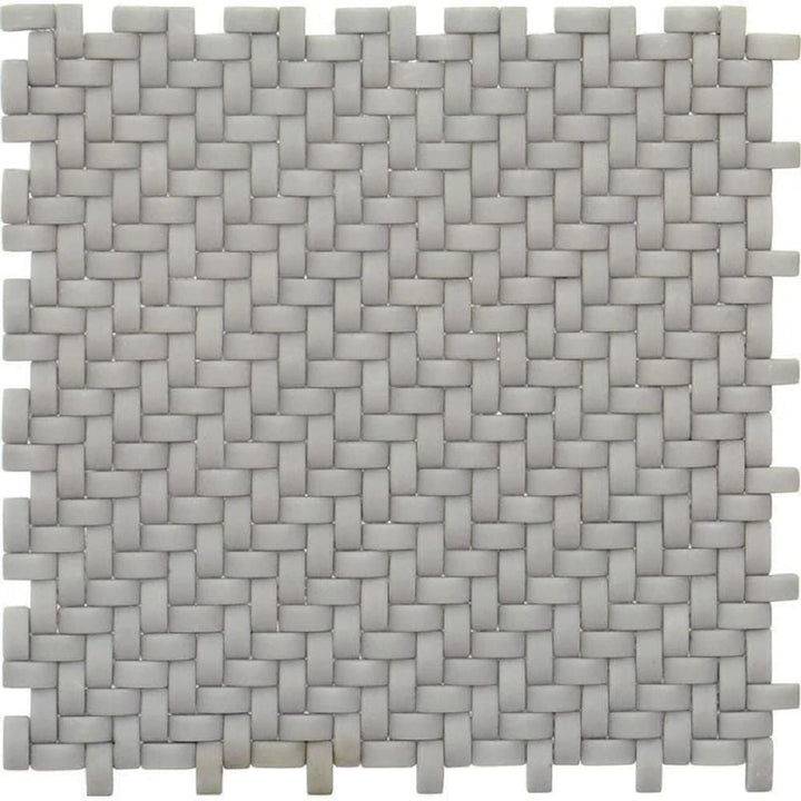 Apollo Tile Alabaster Gray 12-in x 12-in Matte Recycled glass Patterned Basketweave Mosaic Wall Tile product image
