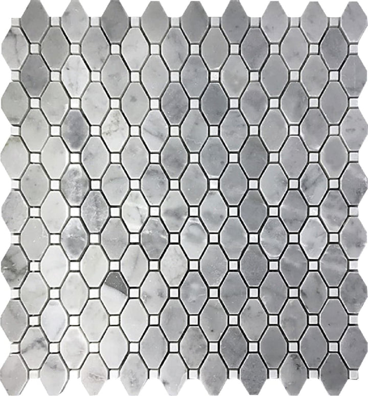 Apollo Tile (Sample) Floor and Wall Tile Gray and White 4-in x 4-in Polished Marble Octagon Dot Patterned Floor and Wall Tile