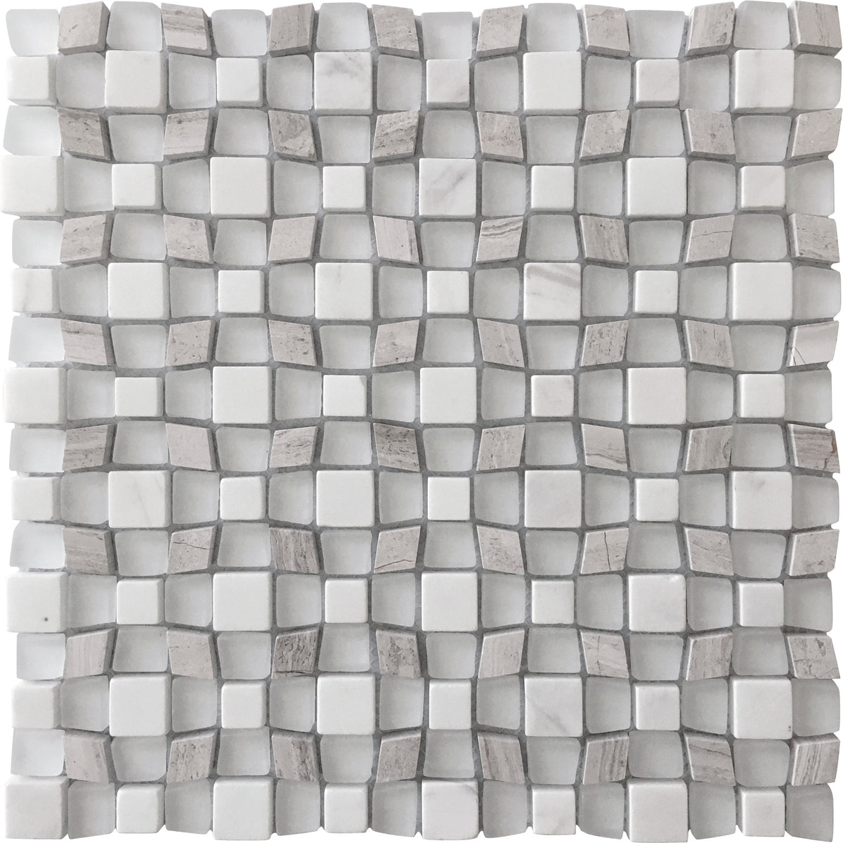 Apollo Tile (Sample) Floor and Wall Tile Gray and White 4-in x 4-in Polished Marble Wave Patterned Floor and Wall Tile