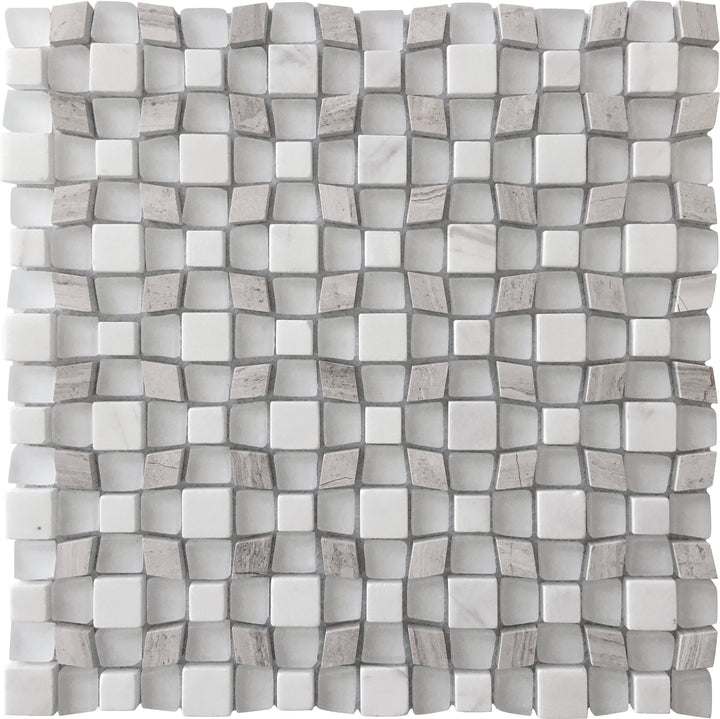 Apollo Tile (Sample) Floor and Wall Tile Gray and White 4-in x 4-in Polished Marble Wave Patterned Floor and Wall Tile