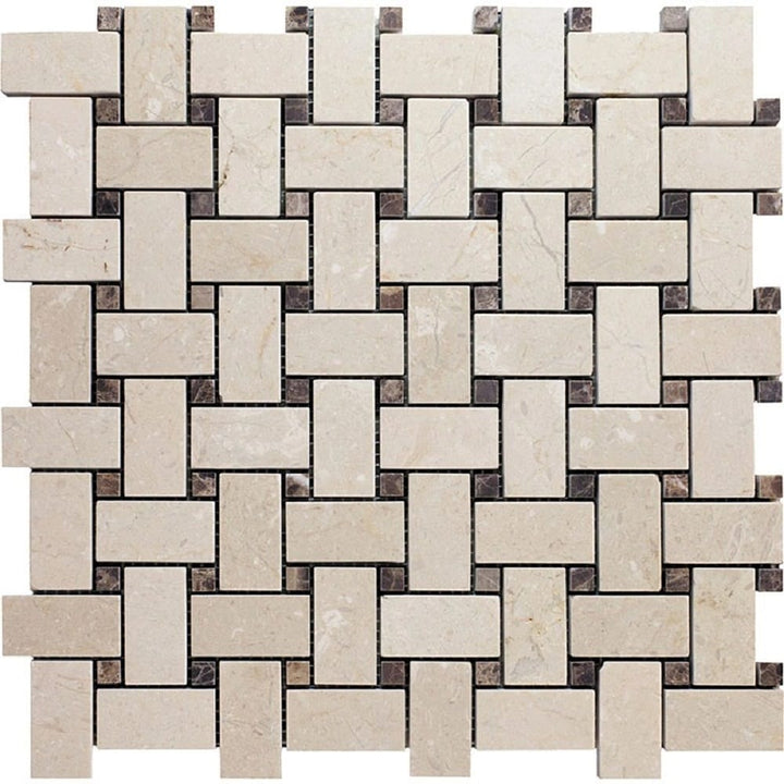 Apollo Tile Naples Beige 12-in x 12-in Polished Natural Stone Marble/Limestone Basketweave Patterned Floor and Wall Tile (5-sq. ft/ Carton)