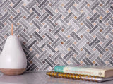Apollo Tile (Sample) Floor and Wall Tile Gray 4-in x 4-in Polished Marble Basketweave Patterned Floor and Wall Tile