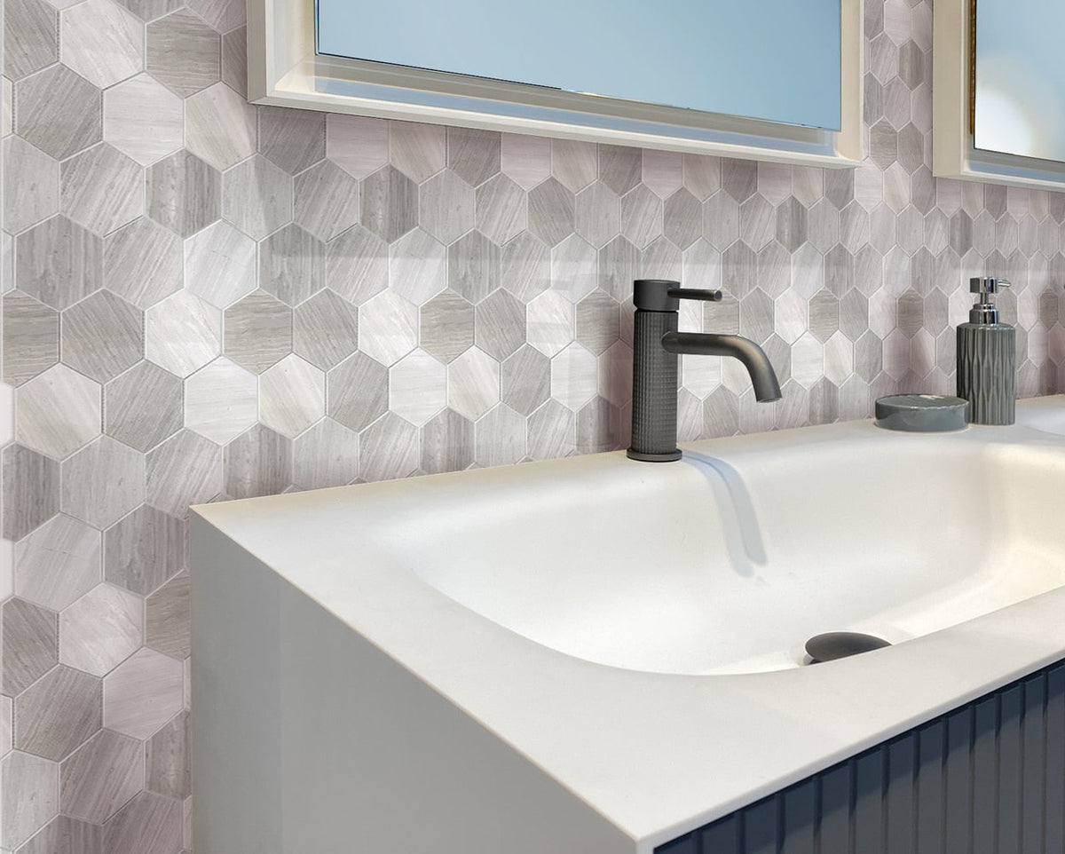 Apollo Tile Desert Hills Beige 12-in x 12-in Polished Natural Stone Marble Hexagon Patterned Floor and Wall Tile (4.86-sq. ft/ Carton)