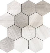 Apollo Tile (Sample) Floor and Wall Tile Beige 4-in x 4-in Polished Marble Honeycomb Patterned Floor and Wall Tile