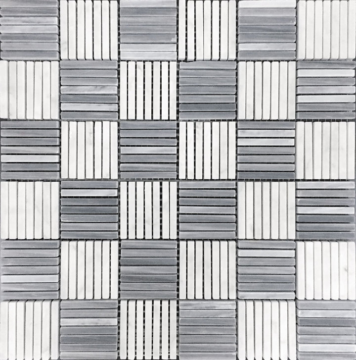 Apollo Tile (Sample) Floor and Wall Tile Gray and White 4-in x 4-in Polished Marble Linear Patterned Floor and Wall Tile