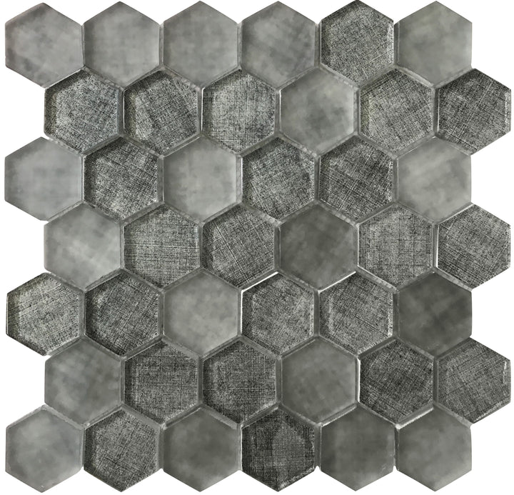 Apollo Tile (Sample) Wall Light Gray 4-in x 4-in Glossy Glass Honeycomb Patterned Wall Tile